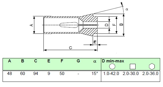 Dead length collets square Schaublin F48 76-00081C